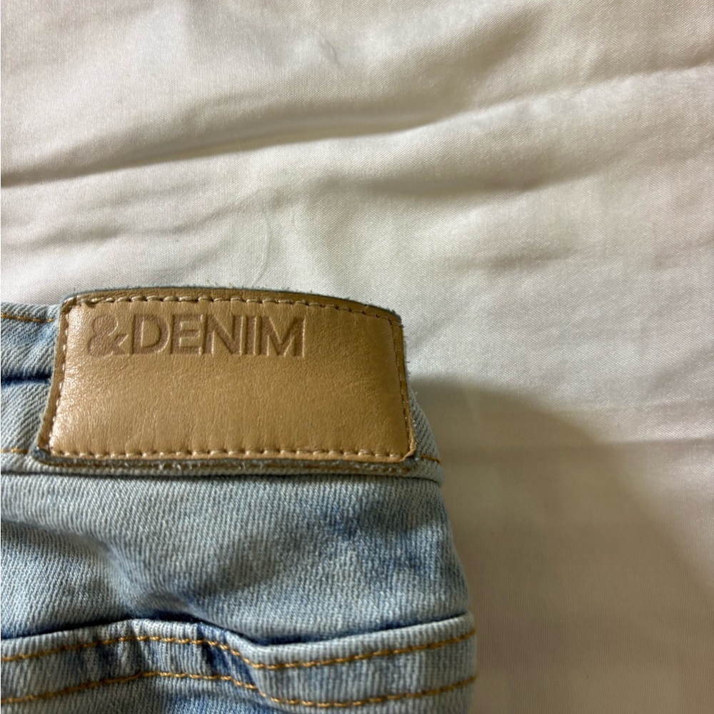 &Denim Skinny Low Waist Jeans Mens 34x32 Distressed Light Wash - Picture 11 of 13